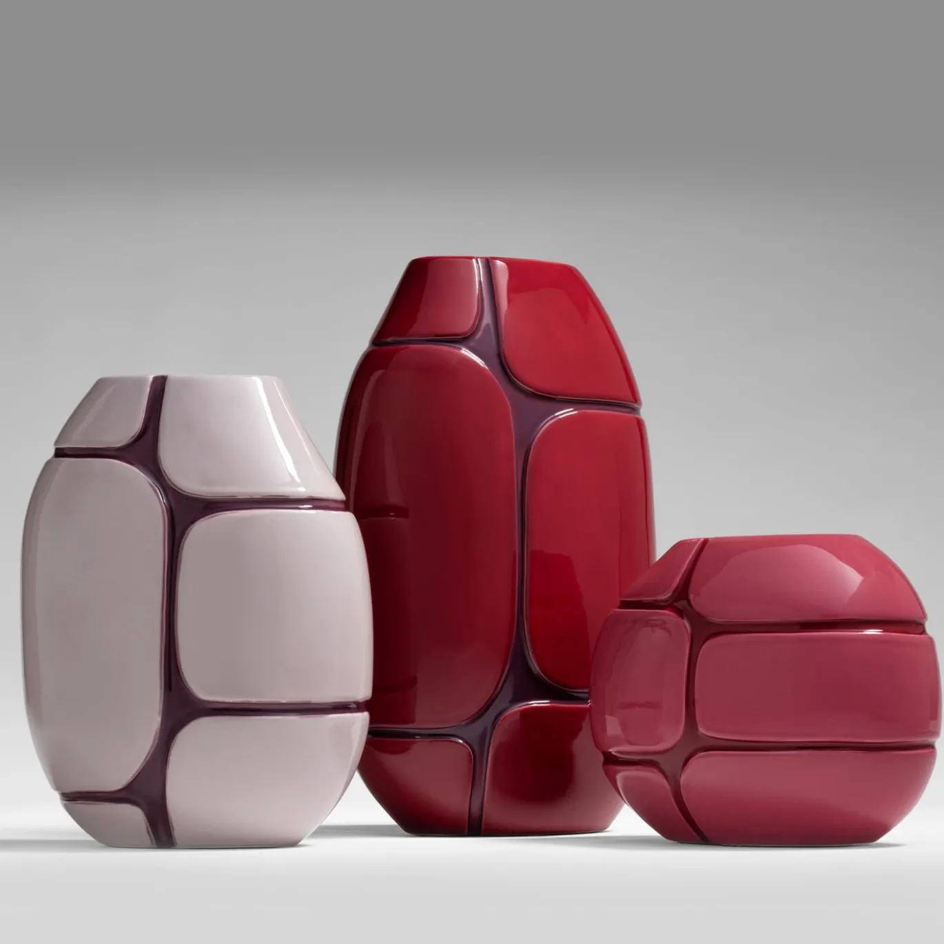 Vaso in ceramica lucida Lagune 1 Bordeaux e Mirtillo