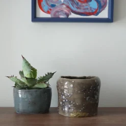 Vaso in ceramica marrone maculato Lava 7