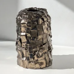 Vaso in ceramica mosaico bronzato
