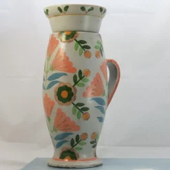 Vaso in Ceramica Multicolore Armony con Coperchio e Motivo Floreale