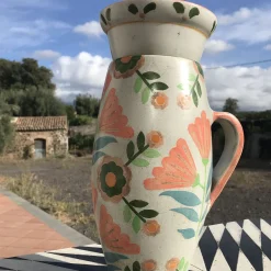 Vaso in Ceramica Multicolore Armony con Coperchio e Motivo Floreale