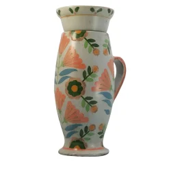 Vaso in Ceramica Multicolore Armony con Coperchio e Motivo Floreale