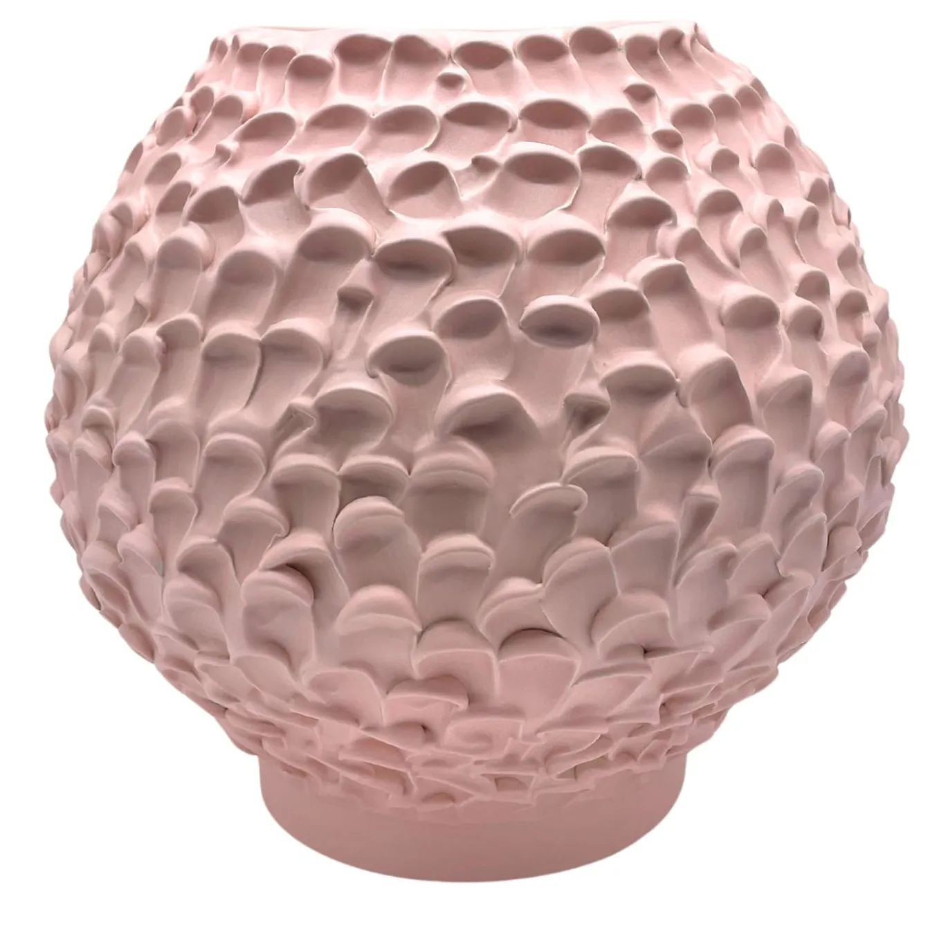 Vaso in Ceramica Olive Serie Onda Rosa Opaco