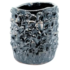 Vaso in Ceramica Onda Serie Medio Platino Liquido