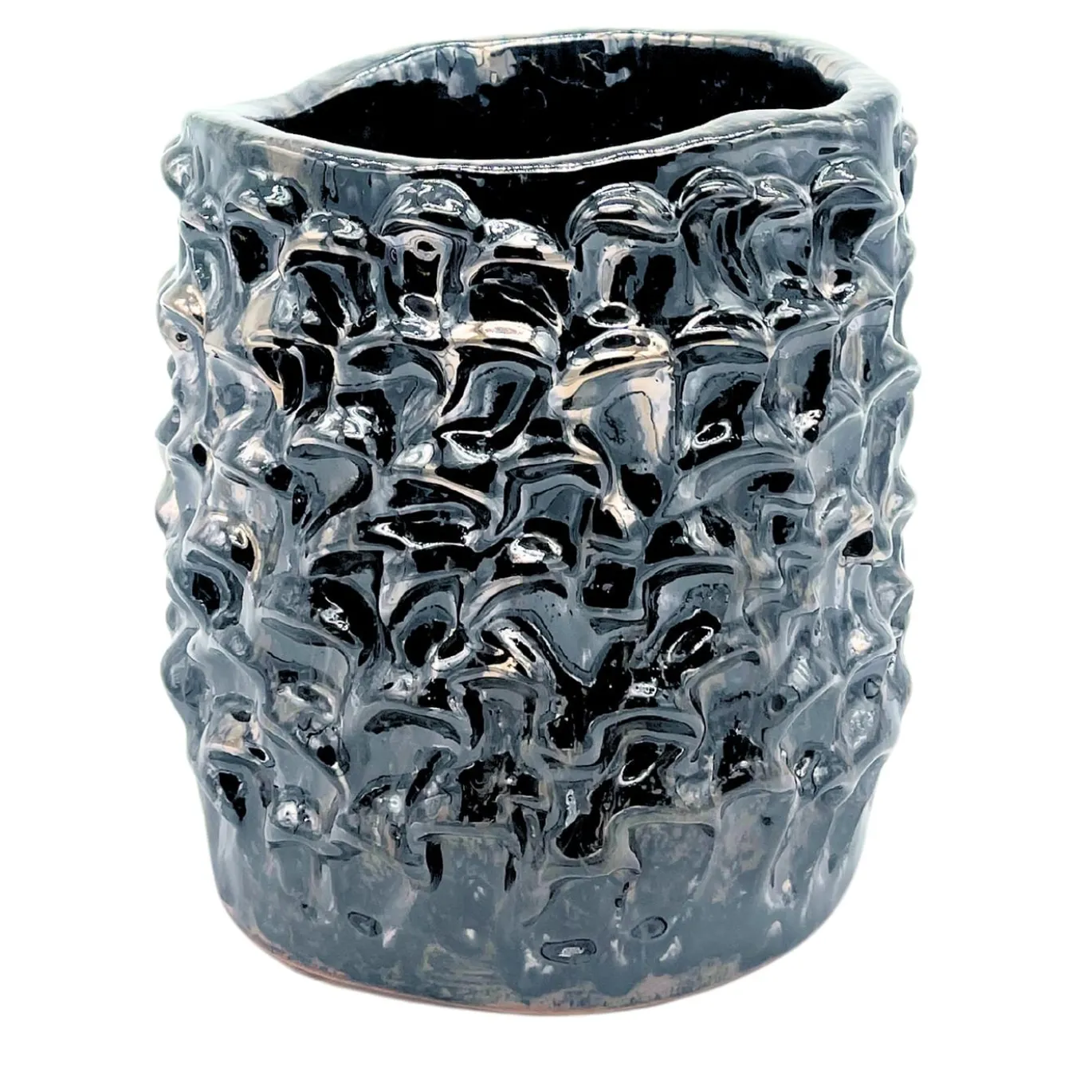 Vaso in Ceramica Onda Serie Medio Platino Liquido