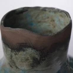 Vaso in ceramica Pianosa 2 marrone e azzurro