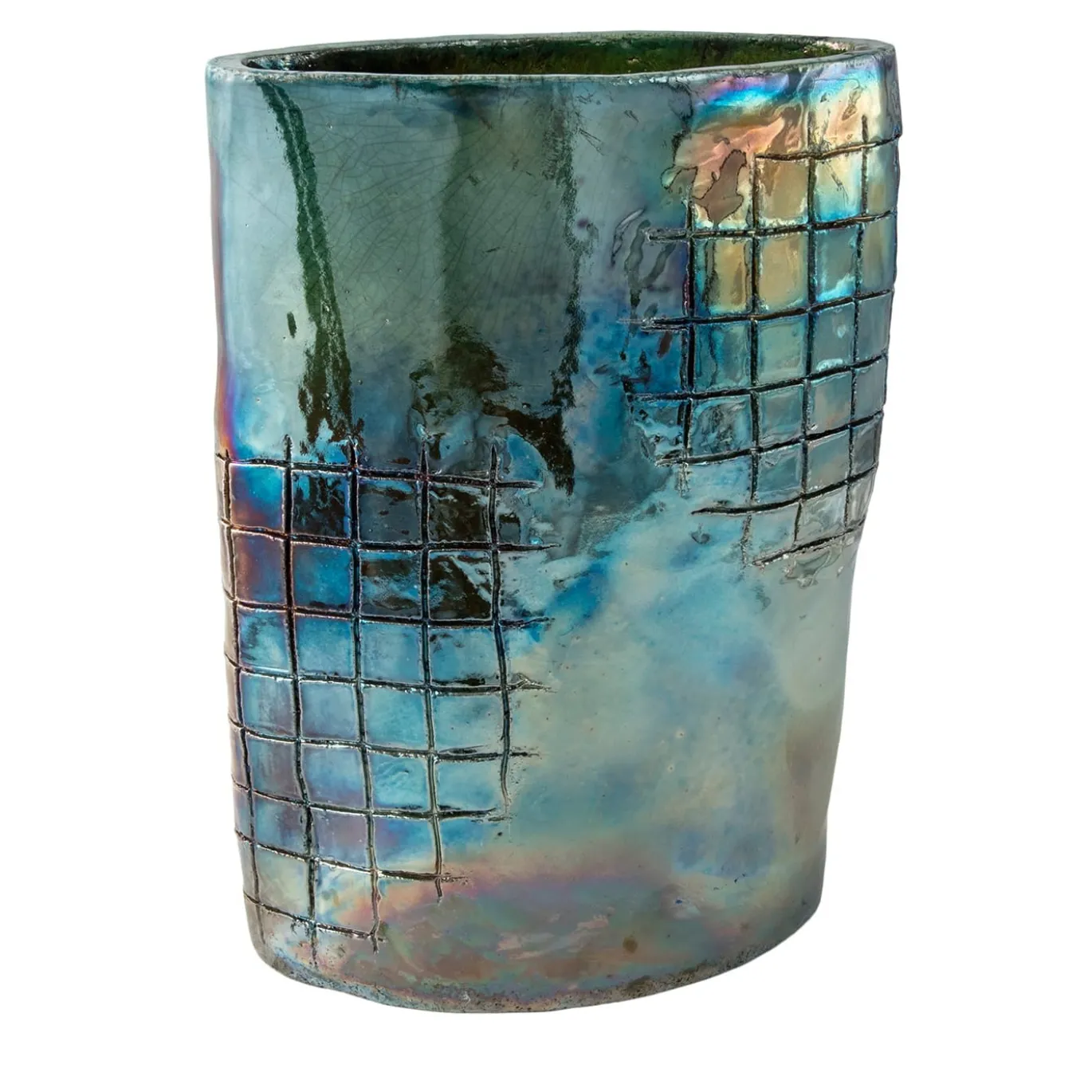 Vaso in Ceramica Policroma Bagliori a Venezia di Nino Basso