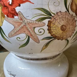 Vaso in Ceramica Policroma Campanula con Coralli e Conchiglie