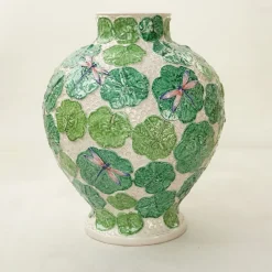 Vaso In Ceramica Policroma Libellule