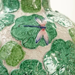 Vaso In Ceramica Policroma Libellule
