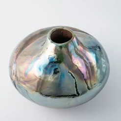Vaso in Ceramica Policroma Luci in Piazzetta a Capri di Nino Basso