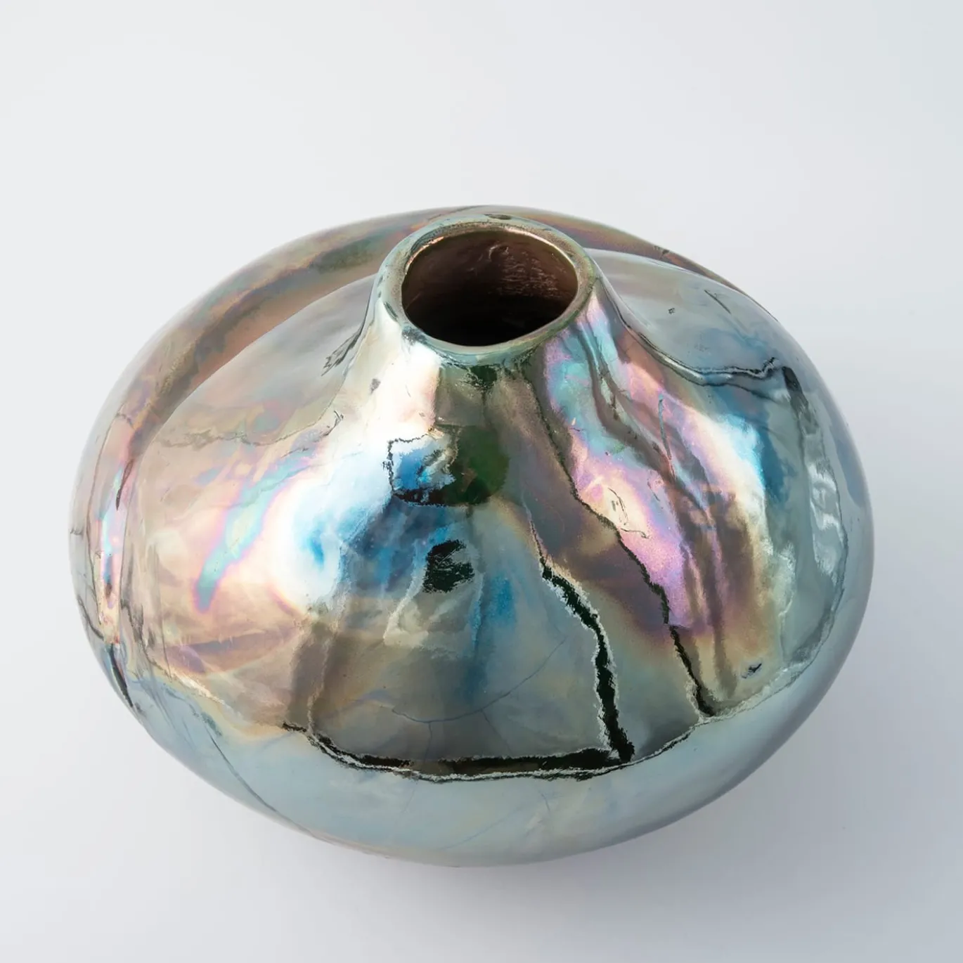 Vaso in Ceramica Policroma Luci in Piazzetta a Capri di Nino Basso