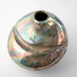 Vaso in Ceramica Policroma Luci in Piazzetta a Capri di Nino Basso