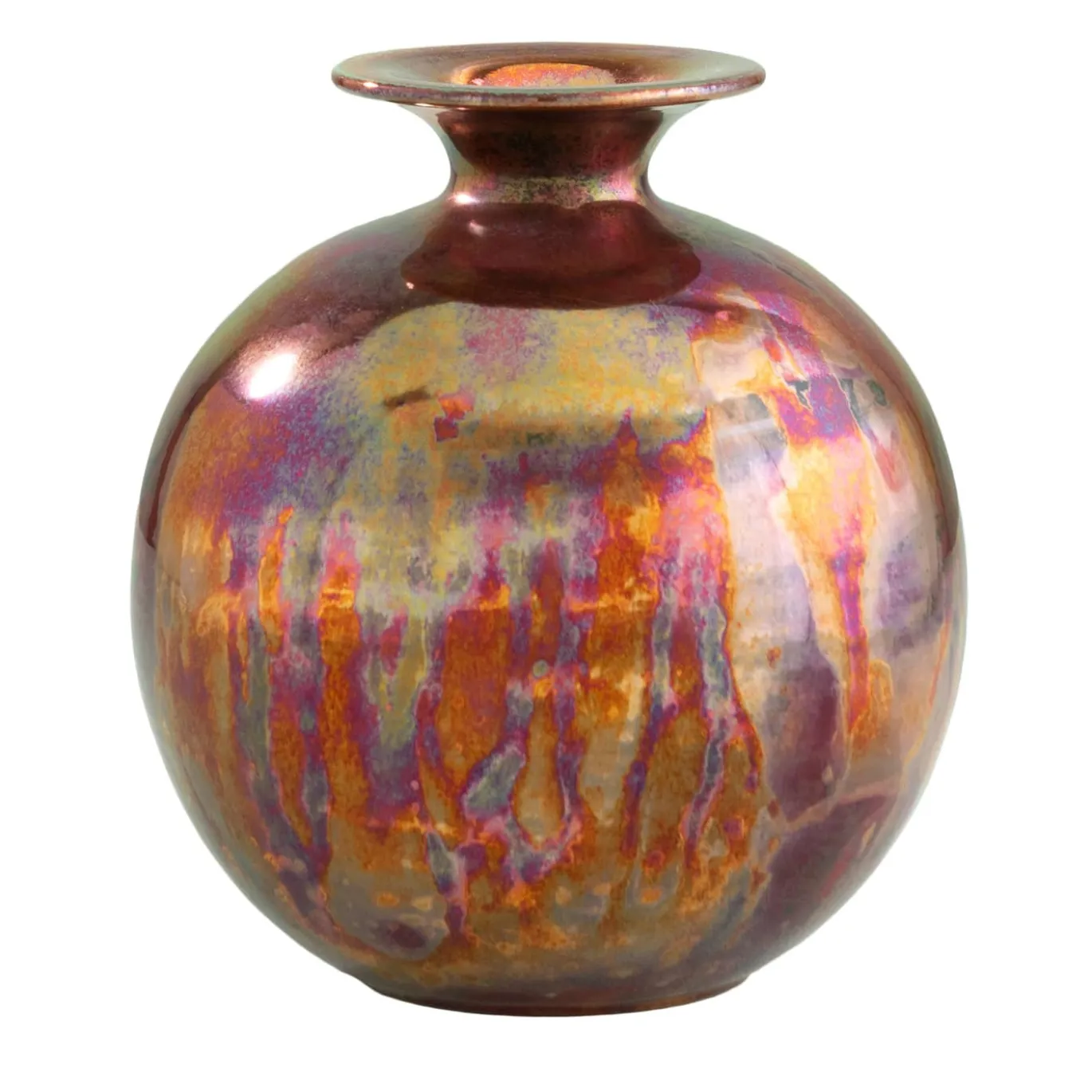 Vaso in Ceramica Policromatico Sferico Medio Riflesso