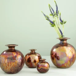 Vaso in Ceramica Policromatico Sferico Medio Riflesso