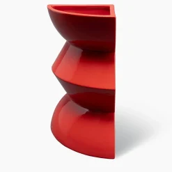 Vaso in ceramica rosso Curve #4 di Zaven