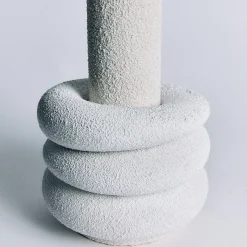 Vaso in ceramica smaltata bianca grande e testurizzata Luna