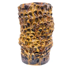 Vaso in Ceramica Storto Serie Onda Miele Traslucido