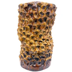 Vaso in Ceramica Storto Serie Onda Miele Traslucido