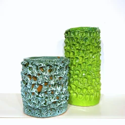 Vaso in Ceramica Tubino Serie Onda Verde Lime Punch e Smeraldo