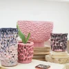 Vaso in Ceramica Tubino Serie Onda Rosa Chiaro e Bronzo Liquido