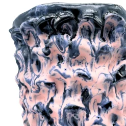 Vaso in Ceramica Tubino Serie Onda Rosa Chiaro e Bronzo Liquido