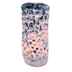 Vaso in Ceramica Tubino Serie Onda Rosa Chiaro e Bronzo Liquido