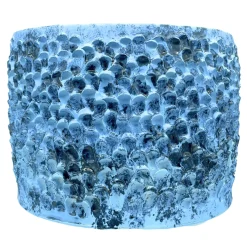 Vaso in Ceramica Tubone Serie Onda Blu Leggero e Bronzo Liquido