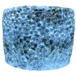 Vaso in Ceramica Tubone Serie Onda Blu Leggero e Bronzo Liquido