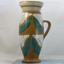 Vaso in Ceramica Zafferano con Coperchio e Motivo Floreale