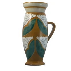 Vaso in Ceramica Zafferano con Coperchio e Motivo Floreale