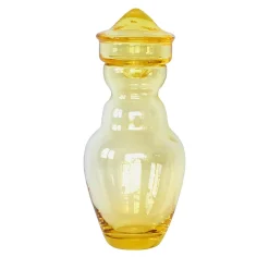 Vaso in cristallo giallo soffiato a mano Modica