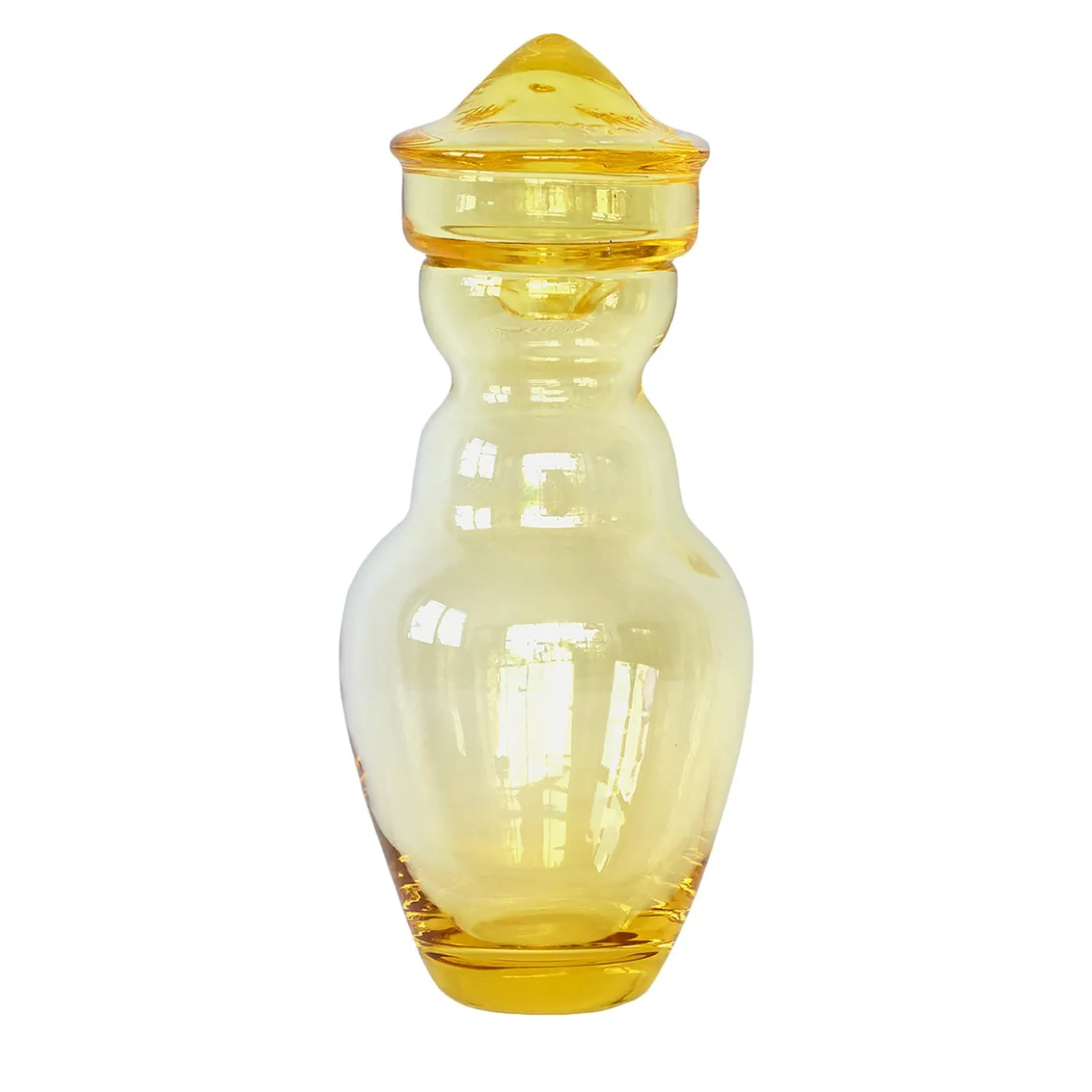 Vaso in cristallo giallo soffiato a mano Modica