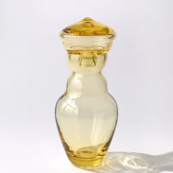 Vaso in cristallo giallo soffiato a mano Modica