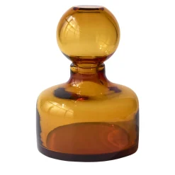 Vaso in cristallo soffiato a mano Cefalù color ambra con coperchio rimovibile