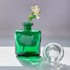 Vaso in cristallo soffiato a mano verde Mergellina