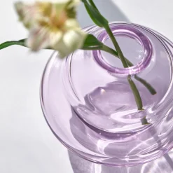Vaso in cristallo soffiato a mano rosa Bosa