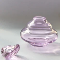 Vaso in cristallo soffiato a mano rosa Bosa