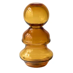 Vaso in cristallo soffiato a mano Palmaria color ambra con coperchio