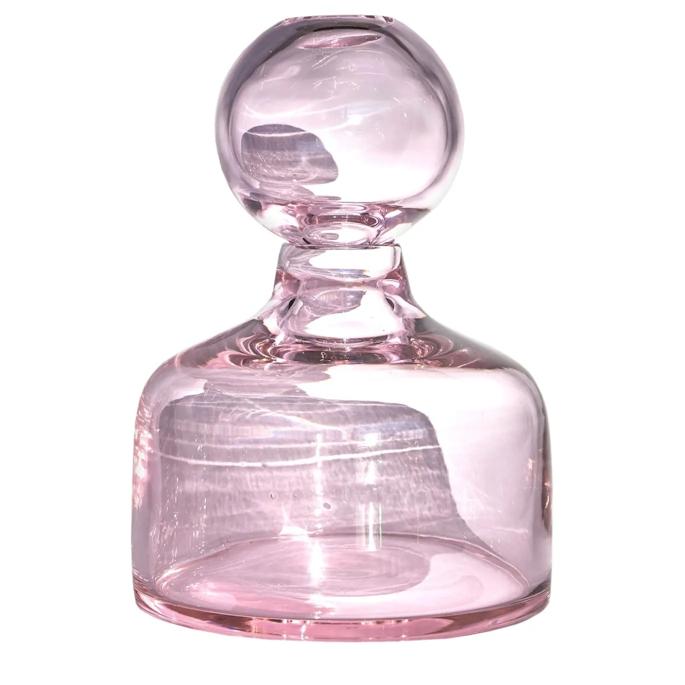 Vaso in cristallo soffiato a mano Cefalù color rosa con coperchio rimovibile