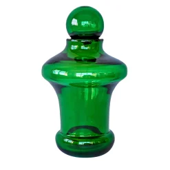 Vaso in cristallo verde soffiato a mano di Murano