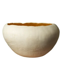 Vaso in gres bianco con interno dorato della Collezione Mutaforma