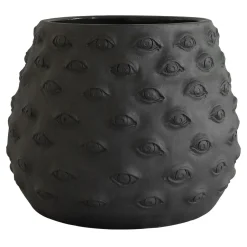 Vaso in gres marrone opaco con occhi di Papyri