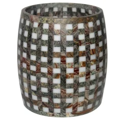 Vaso in pizzo di marmo verde bosco e marmo arabescato