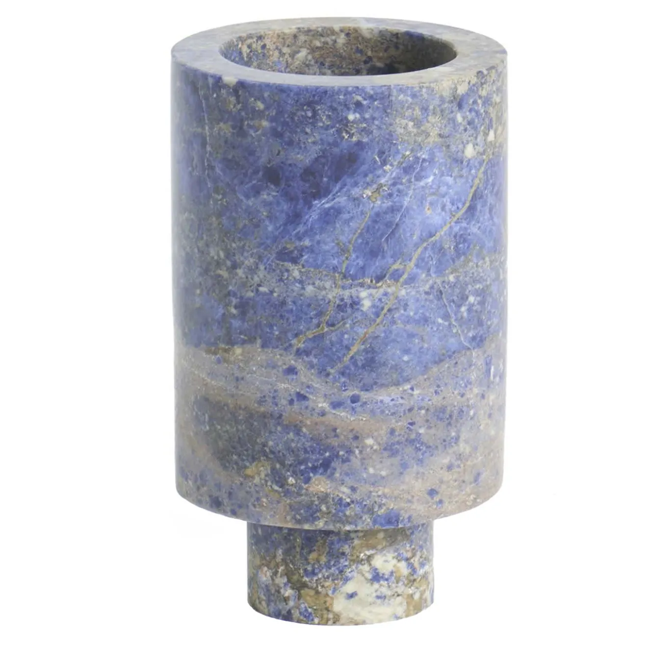 Vaso Inside Out in sodalite blu di Karen Chekerdjian