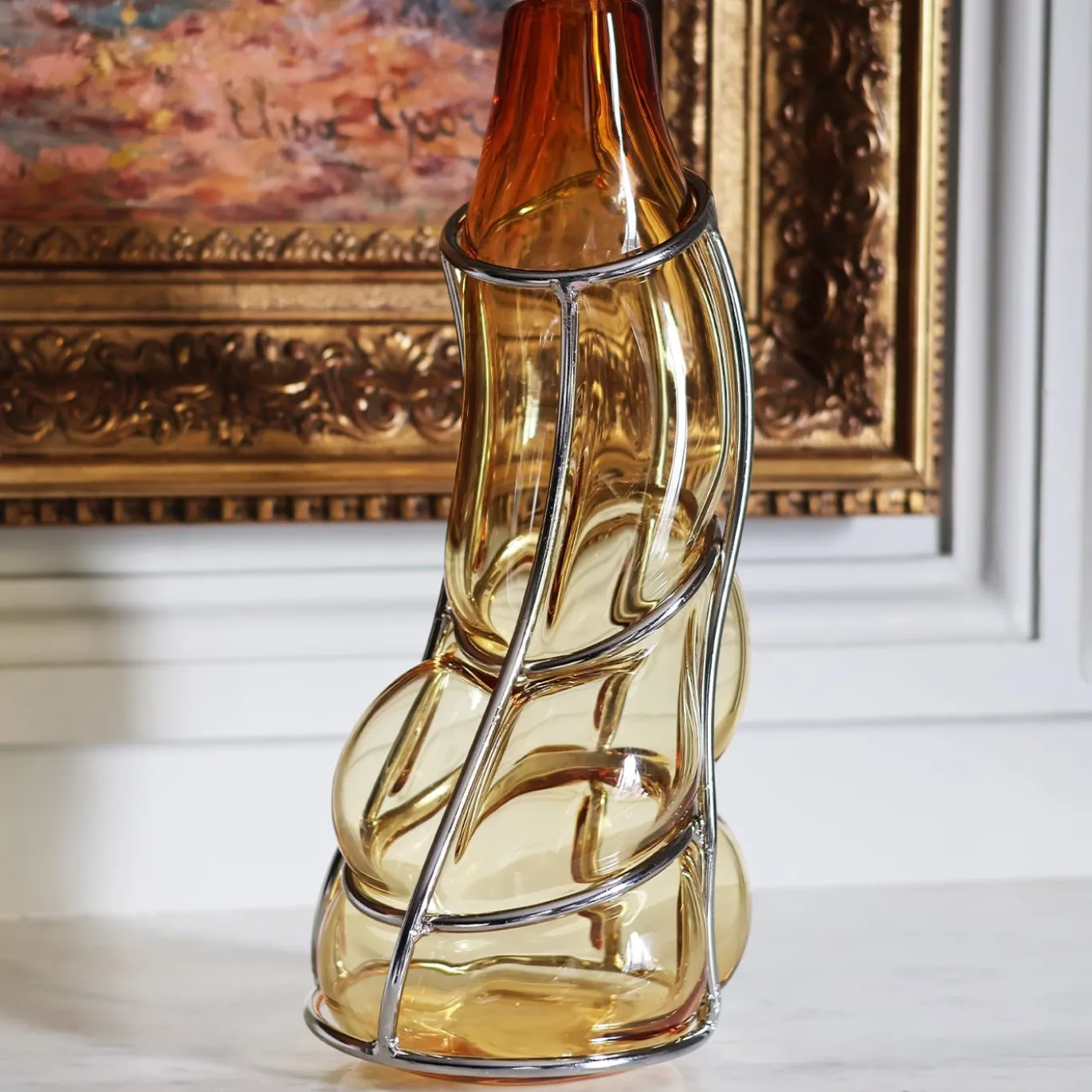 Vaso in vetro di Murano ambrato Babà
