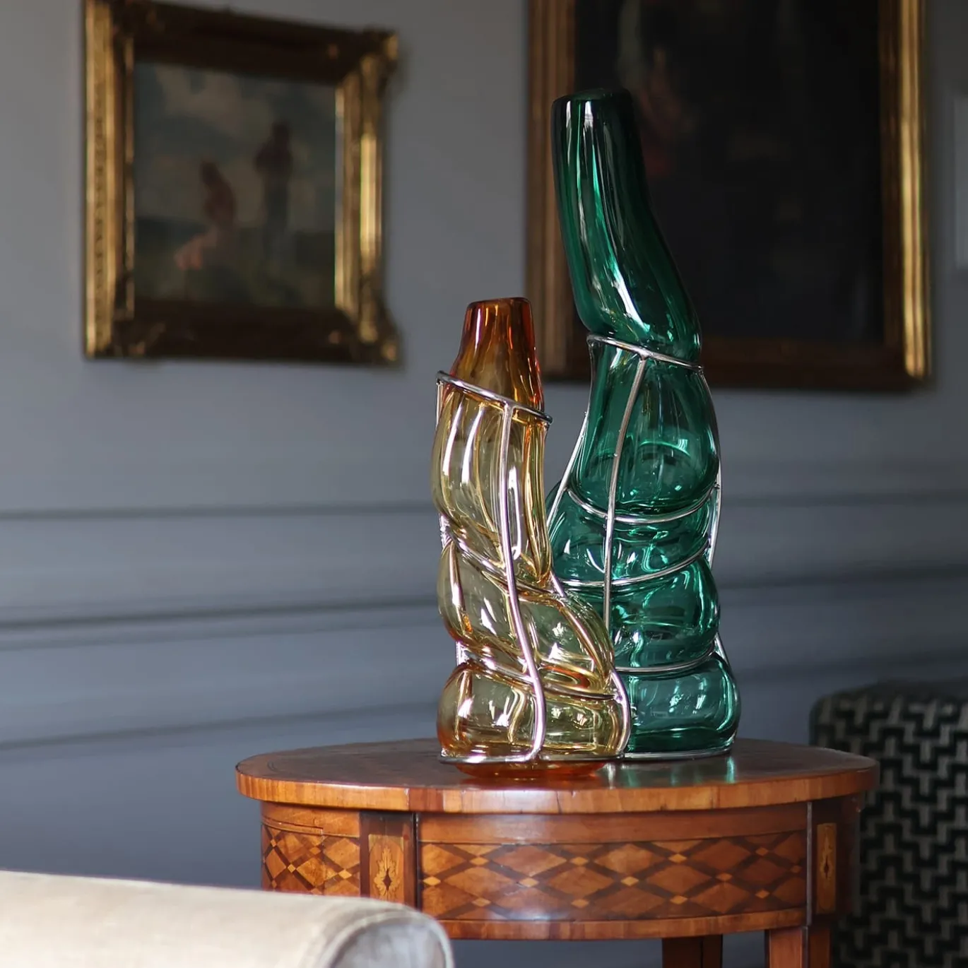 Vaso in vetro di Murano ambrato Babà