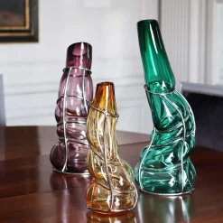 Vaso in vetro di Murano ambrato Babà