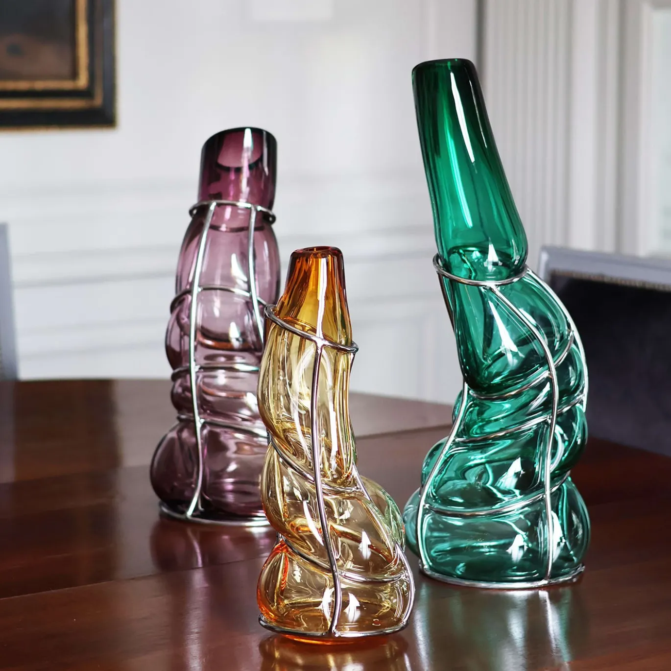 Vaso in vetro di Murano ambrato Babà