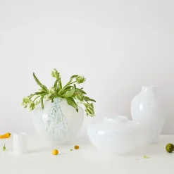 Vaso in Vetro di Murano Bianco Opaline Olla